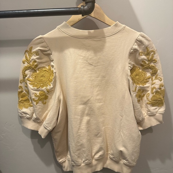 Anthropologie Embroidered Puff Sleeve Sweater XS - Picture 7 of 8
